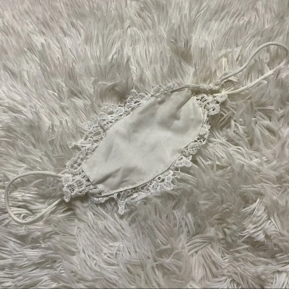 Toddler Girls White Crochet Lace Face Mask